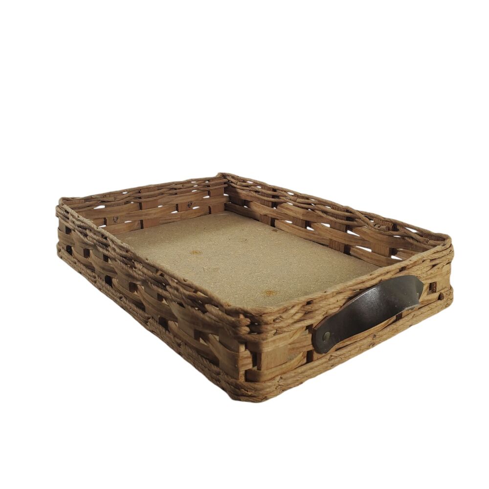 Vintage Pyrex Wicker Casserole Dish 9x13 Carrier leather handles woven Rafia